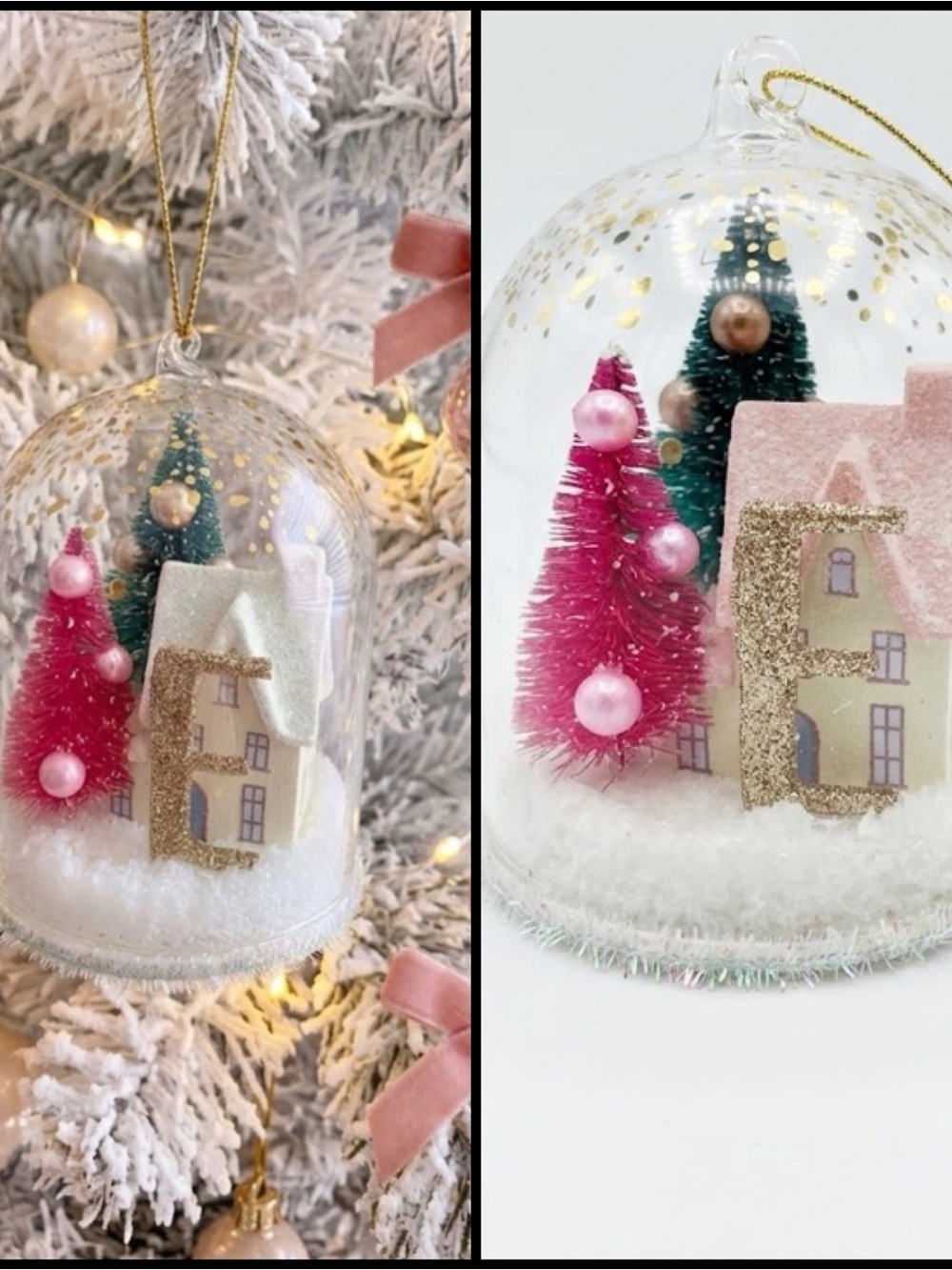 Anthropologie Home for The Holidays E Monogram Winter Scene Christmas Ornament
